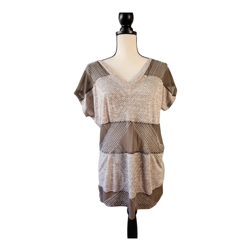 💕Miss Me Beaded Sheer Short Sleeve Striped Shirt Blouse